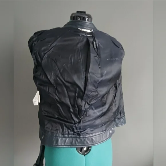 Golce & Gabbana Genuine Leather Dark Blue Motor Jacket Size 44
